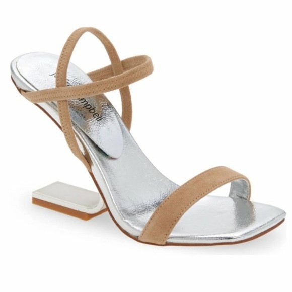 Jeffrey Campbell Shoes - Jeffery Campbell Geometric Sandal Silver and Tan